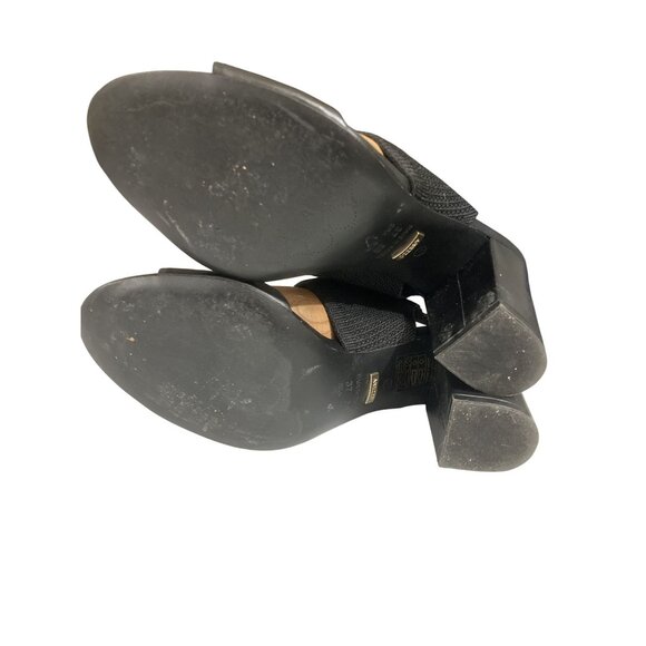 Arezzo women size 8.5 black ankle sock 3.5 in heel open toe pumps shoes brazil - Picture 6 of 7